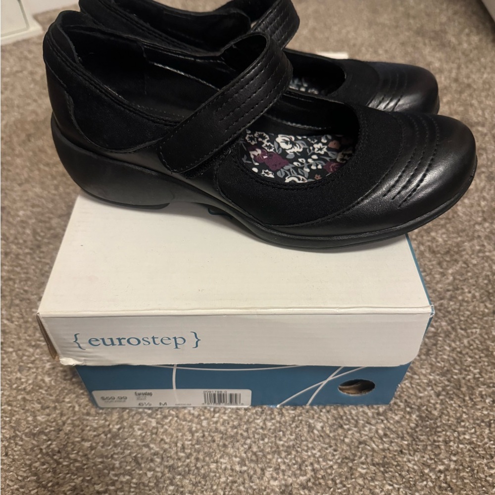 Eurostep black shoes size 6.5. New in box worn once. - Picture 2 of 8